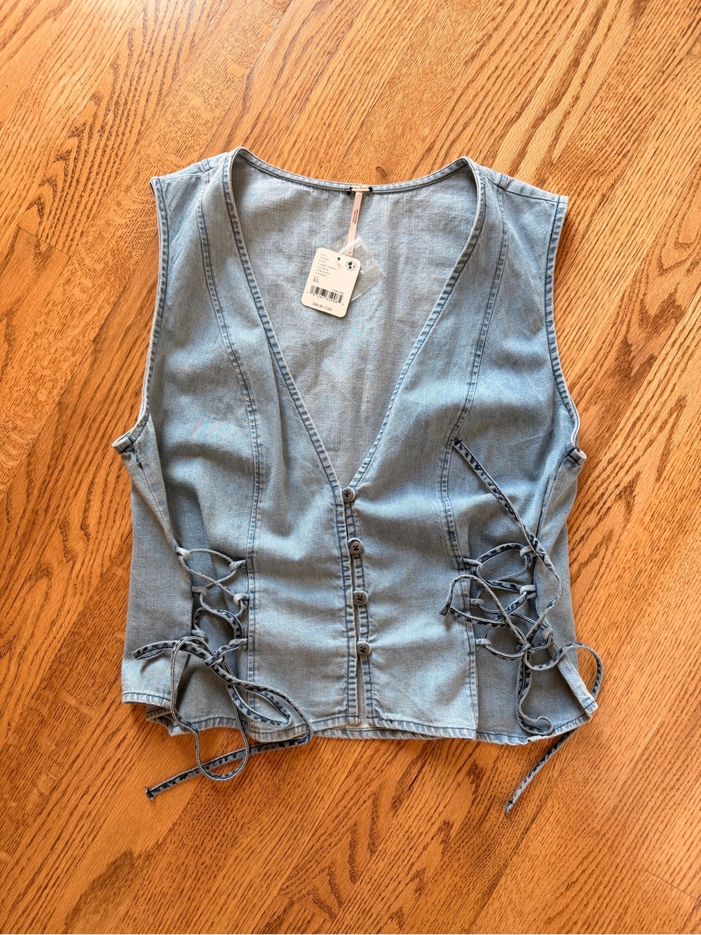 NWT Free People Lala Lace Up Vest Size XL